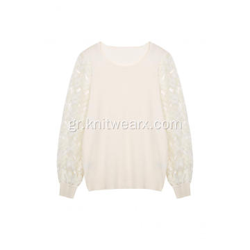 Γυναικείο Πλεκτό Sequin Lacework Crew-Neck Pullover